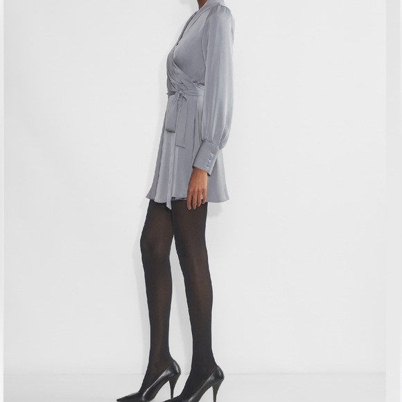 NWT! Babaton Hyde Satin Wrap Mini Dress - Picture 2 of 9